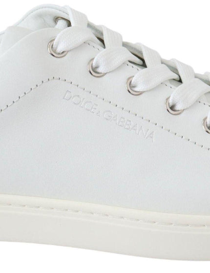 Dolce & Gabbana White Yellow Leather Low Top Sneakers Shoes - Ellie Belle