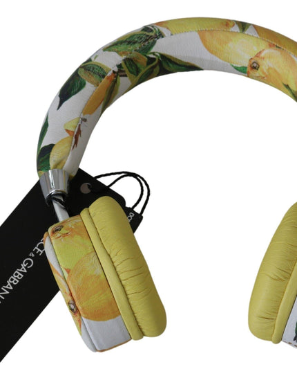 Dolce & Gabbana White Yellow Lemon Print Headset Headphones - Ellie Belle