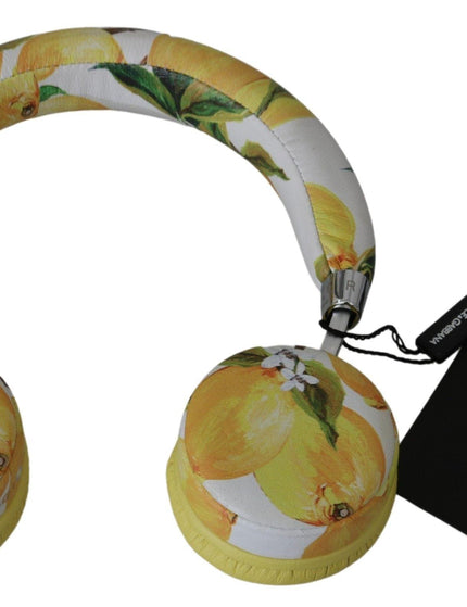 Dolce & Gabbana White Yellow Lemon Print Headset Headphones - Ellie Belle