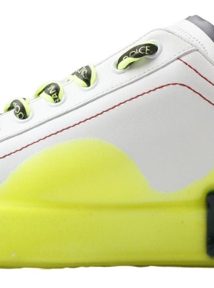 Dolce & Gabbana White Yellow Portofino Leather Sneakers Shoes