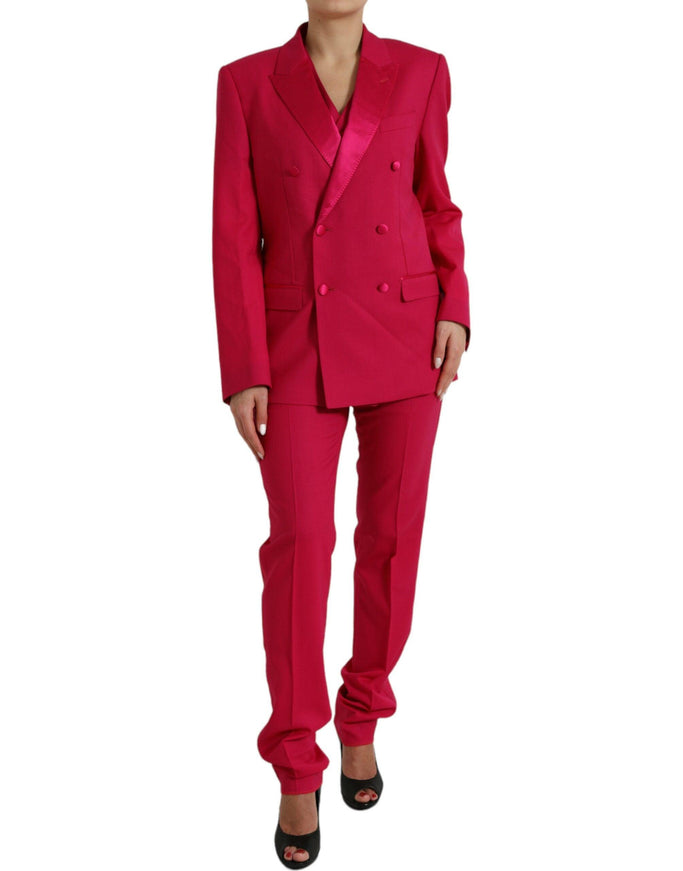 Dolce & Gabbana Women Red Martini Wool Slim Fit 3 Piece Suit - Ellie Belle