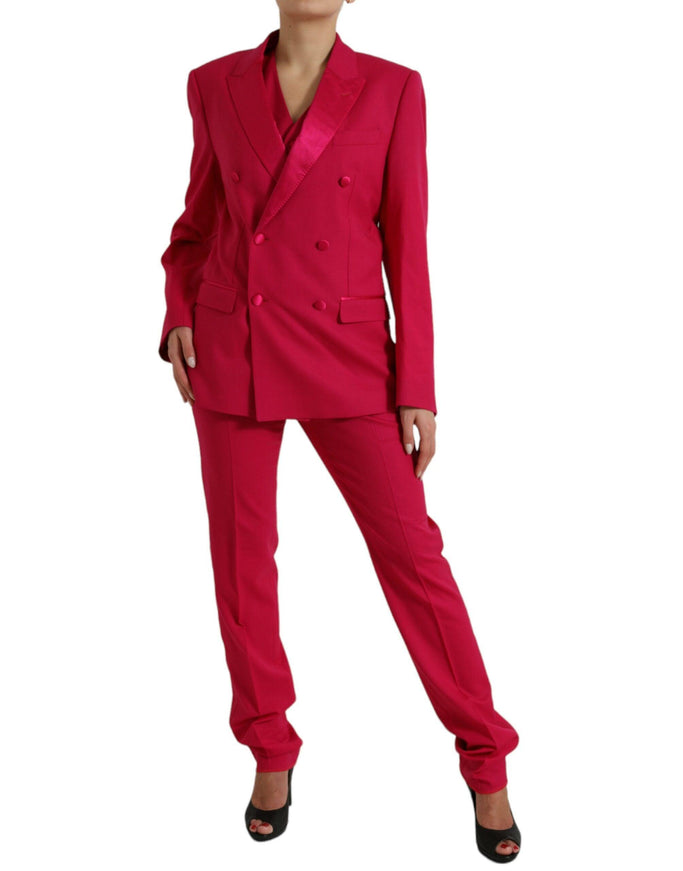 Dolce & Gabbana Women Red Martini Wool Slim Fit 3 Piece Suit - Ellie Belle