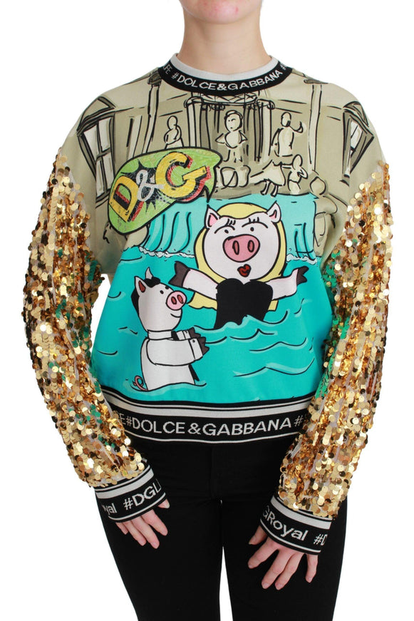 Dolce & Gabbana Year of the Pig Sequined Top Sweater