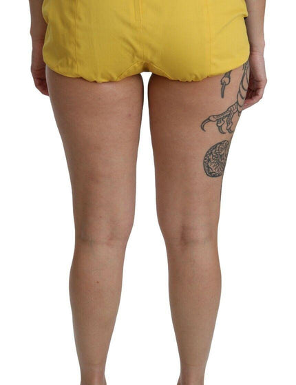 Dolce & Gabbana Yellow Black Cotton Jewelled Hot Pants Shorts - Ellie Belle