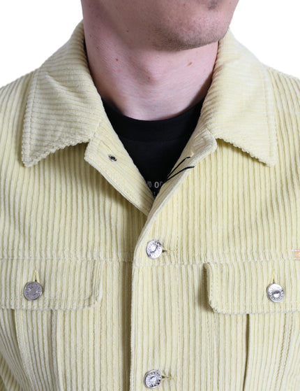 Dolce & Gabbana Yellow Cotton Corduroy Collared Shirt Sweater - Ellie Belle