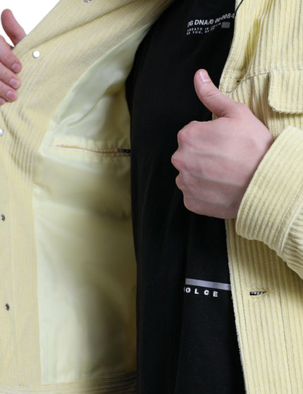 Dolce & Gabbana Yellow Cotton Corduroy Collared Shirt Sweater - Ellie Belle