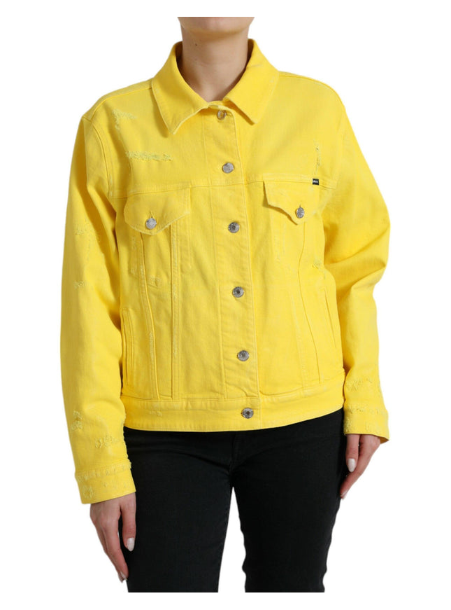 Dolce & Gabbana Yellow Cotton DENIM Jeans Button Coat Jacket - Ellie Belle