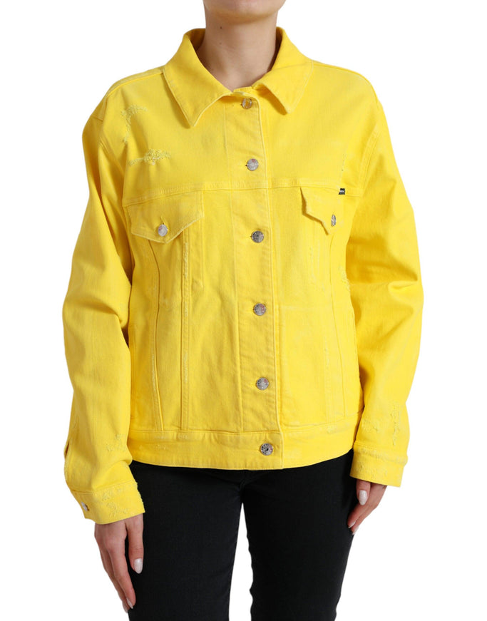 Dolce & Gabbana Yellow Cotton DENIM Jeans Coat Jacket - Ellie Belle