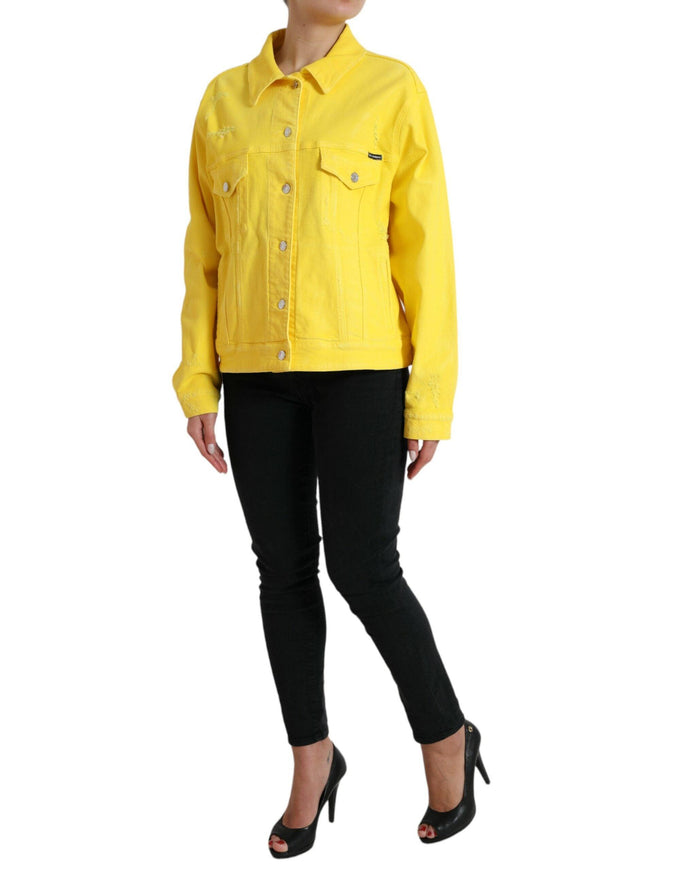 Dolce & Gabbana Yellow Cotton DENIM Jeans Coat Jacket - Ellie Belle