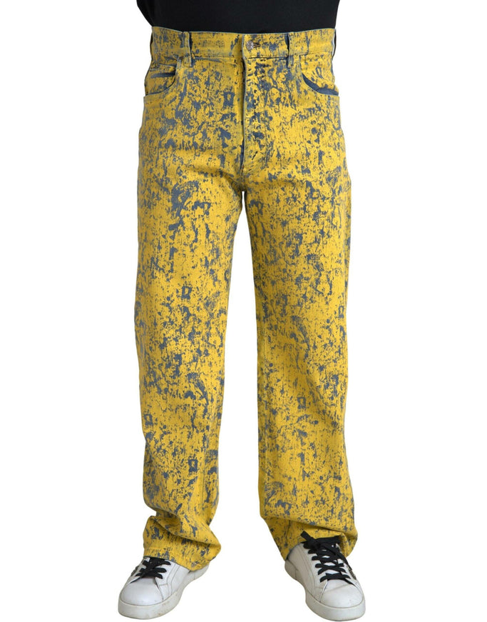 Dolce & Gabbana Yellow Cotton Tie Dye Straight Denim Jeans - Ellie Belle