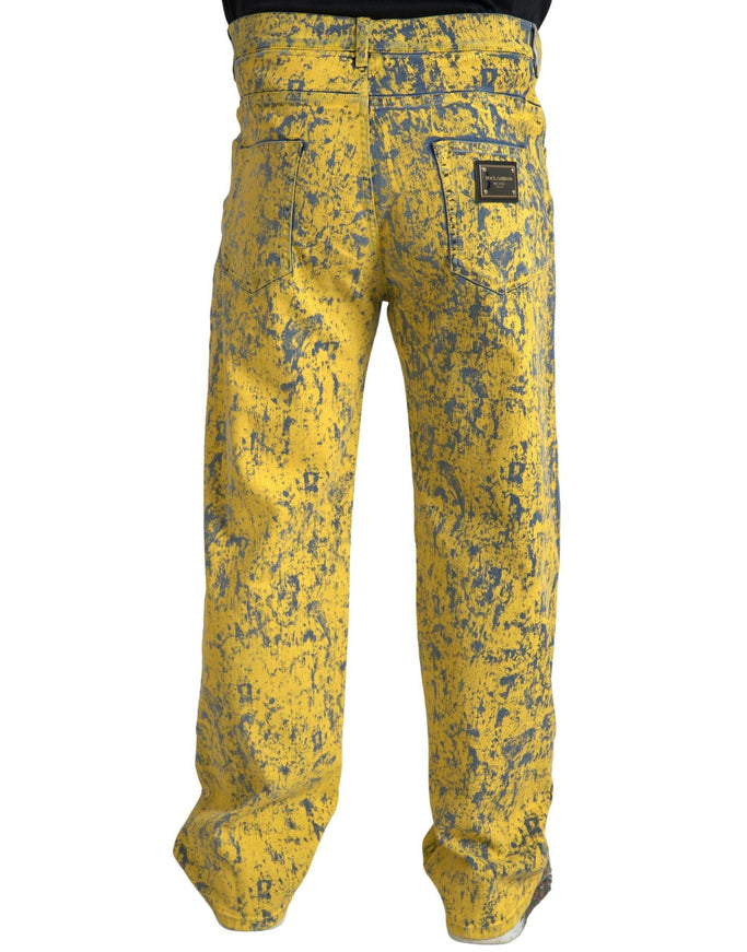 Dolce & Gabbana Yellow Cotton Tie Dye Straight Denim Jeans - Ellie Belle