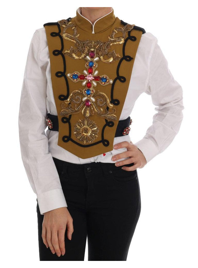 Dolce & Gabbana Yellow Crystal Cross Vest Jacket - Ellie Belle