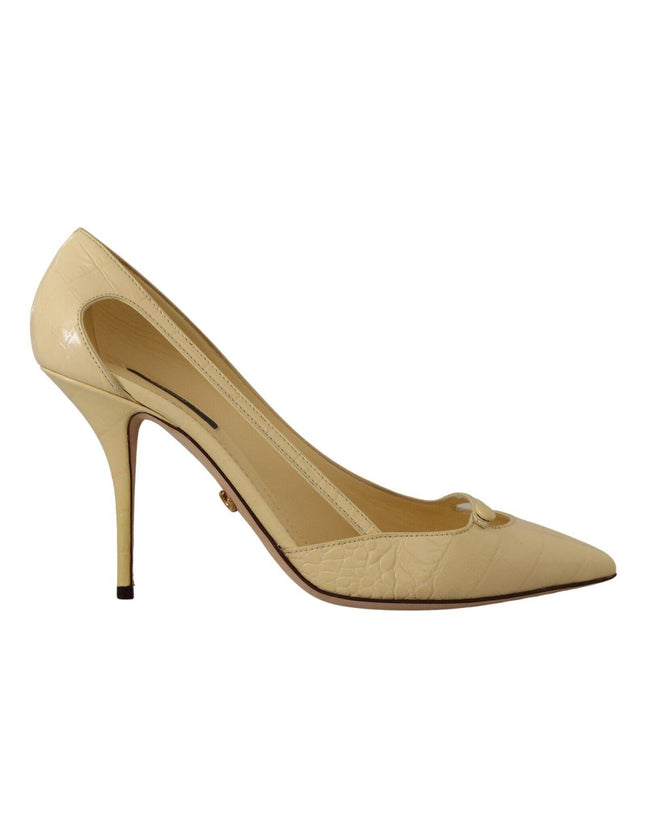 Dolce & Gabbana Yellow Exotic Leather Stiletto Heel Pumps Shoes - Ellie Belle