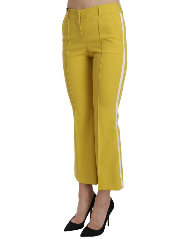 Dolce & Gabbana Yellow Flared Bootcut Capri Cotton Pants