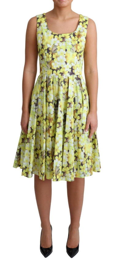 Dolce & Gabbana Yellow Floral Cotton Stretch Gown Dress - Ellie Belle