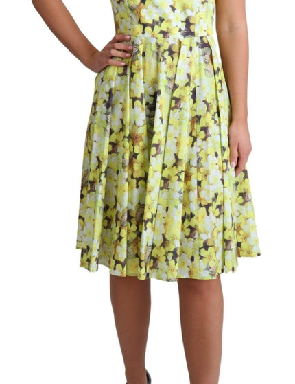 Dolce & Gabbana Yellow Floral Cotton Stretch Gown Dress - Ellie Belle