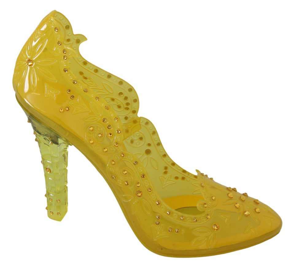 Dolce & Gabbana Yellow Floral Crystal CINDERELLA Heels Shoes - Ellie Belle