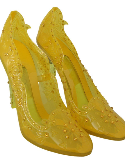 Dolce & Gabbana Yellow Floral Crystal CINDERELLA Heels Shoes - Ellie Belle