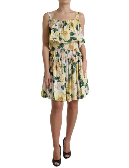 Dolce & Gabbana Yellow Floral Print Cotton Mini Dress - Ellie Belle