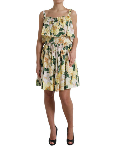 Dolce & Gabbana Yellow Floral Print Cotton Mini Dress - Ellie Belle