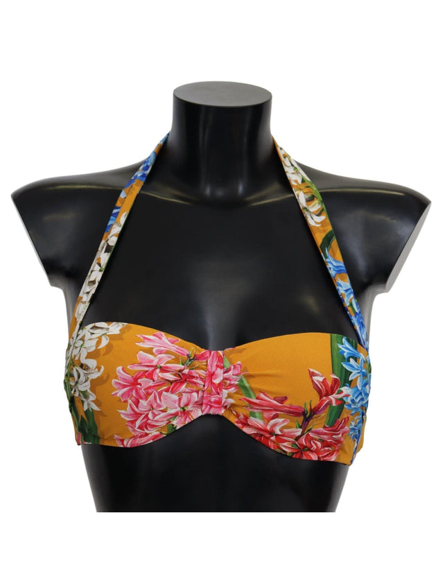 Dolce & Gabbana Yellow Floral Print Swimsuit Beachwear Bikini Tops - Ellie Belle