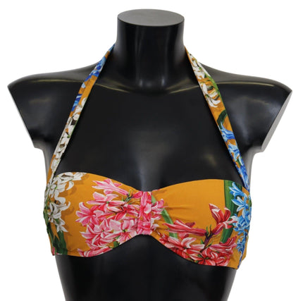 Dolce & Gabbana Yellow Floral Print Swimsuit Beachwear Bikini Tops - Ellie Belle