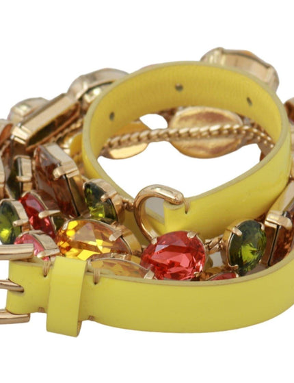 Dolce & Gabbana Yellow Gold Multicolor Crystals Waist Belt - Ellie Belle