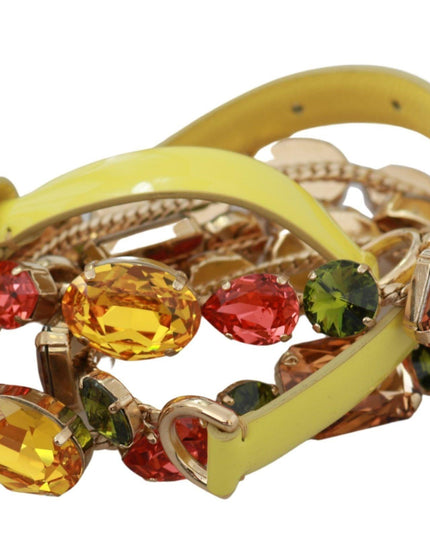 Dolce & Gabbana Yellow Gold Multicolor Crystals Waist Belt - Ellie Belle
