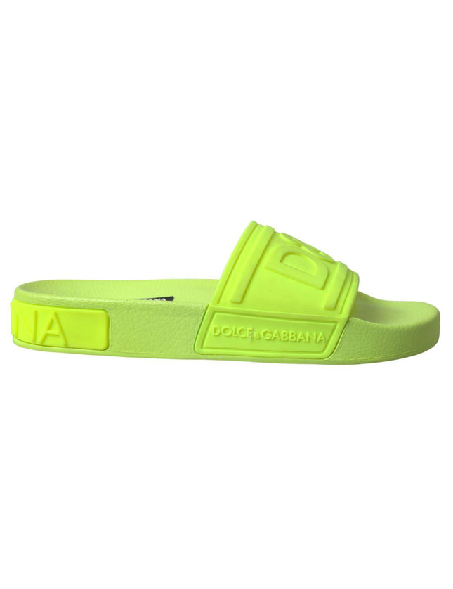 Dolce & Gabbana Yellow Green Sandals Slides Shoes - Ellie Belle