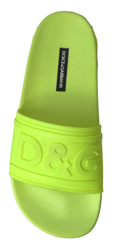 Dolce & Gabbana Yellow Green Sandals Slides Shoes - Ellie Belle