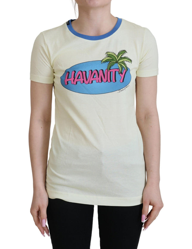 Dolce & Gabbana Yellow Havanity Round Neck Tee Cotton T-shirt - Ellie Belle