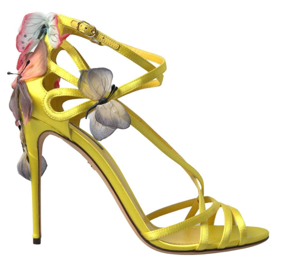 Dolce & Gabbana Yellow Keira Butterfly Appliqués Sandals - Ellie Belle