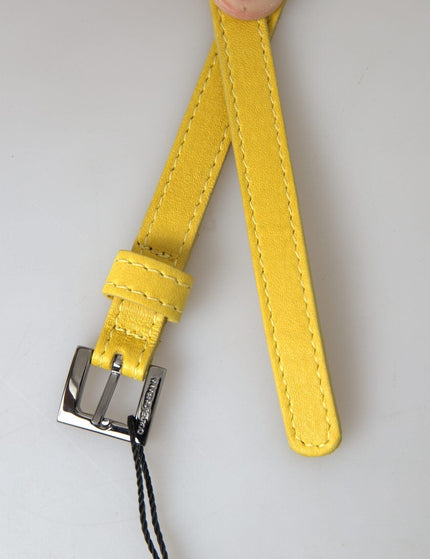 Dolce & Gabbana Yellow Lambskin Leather Metal Buckle Belt - Ellie Belle