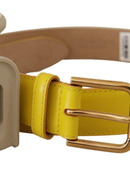 Dolce & Gabbana Yellow Leather Devotion Heart Micro Bag Headphones Belt - Ellie Belle
