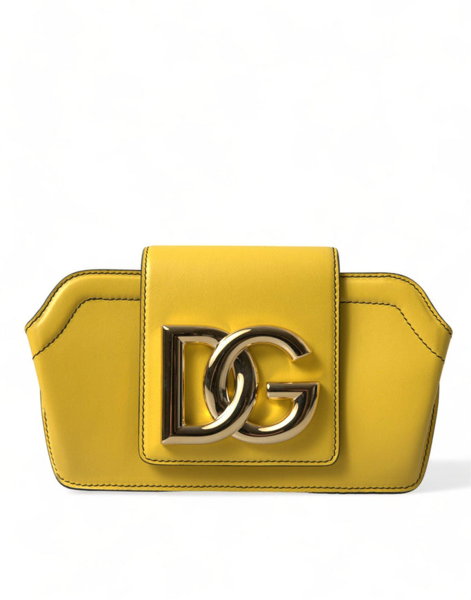 Dolce & Gabbana Yellow Leather DG Logo Eyewear Sunglasses Case Cover Bag - Ellie Belle