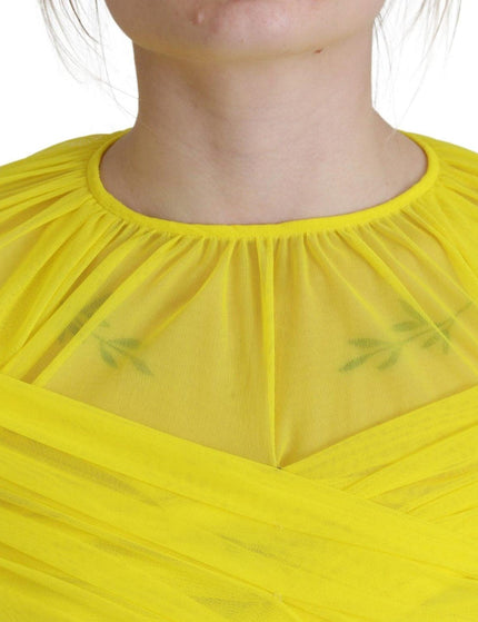 Dolce & Gabbana Yellow Mesh Long Sleeves Nylon Blouse Top - Ellie Belle