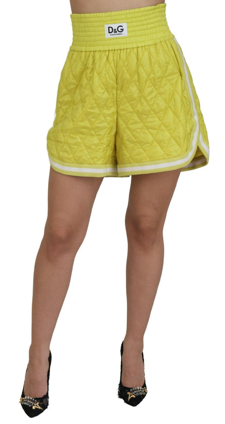 Dolce & Gabbana Yellow Nylon Quilted High Waist Bermuda Shorts - Ellie Belle