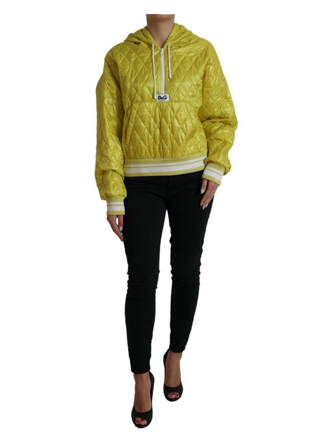 Dolce & Gabbana Yellow Nylon Quilted Hooded Pullover Jacket - Ellie Belle