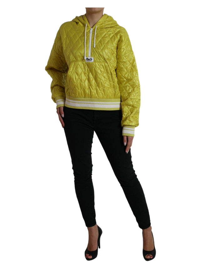 Dolce & Gabbana Yellow Nylon Quilted Hooded Pullover Jacket - Ellie Belle