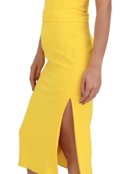 Dolce & Gabbana Yellow One Shoulder Side Slit Midi Dress - Ellie Belle