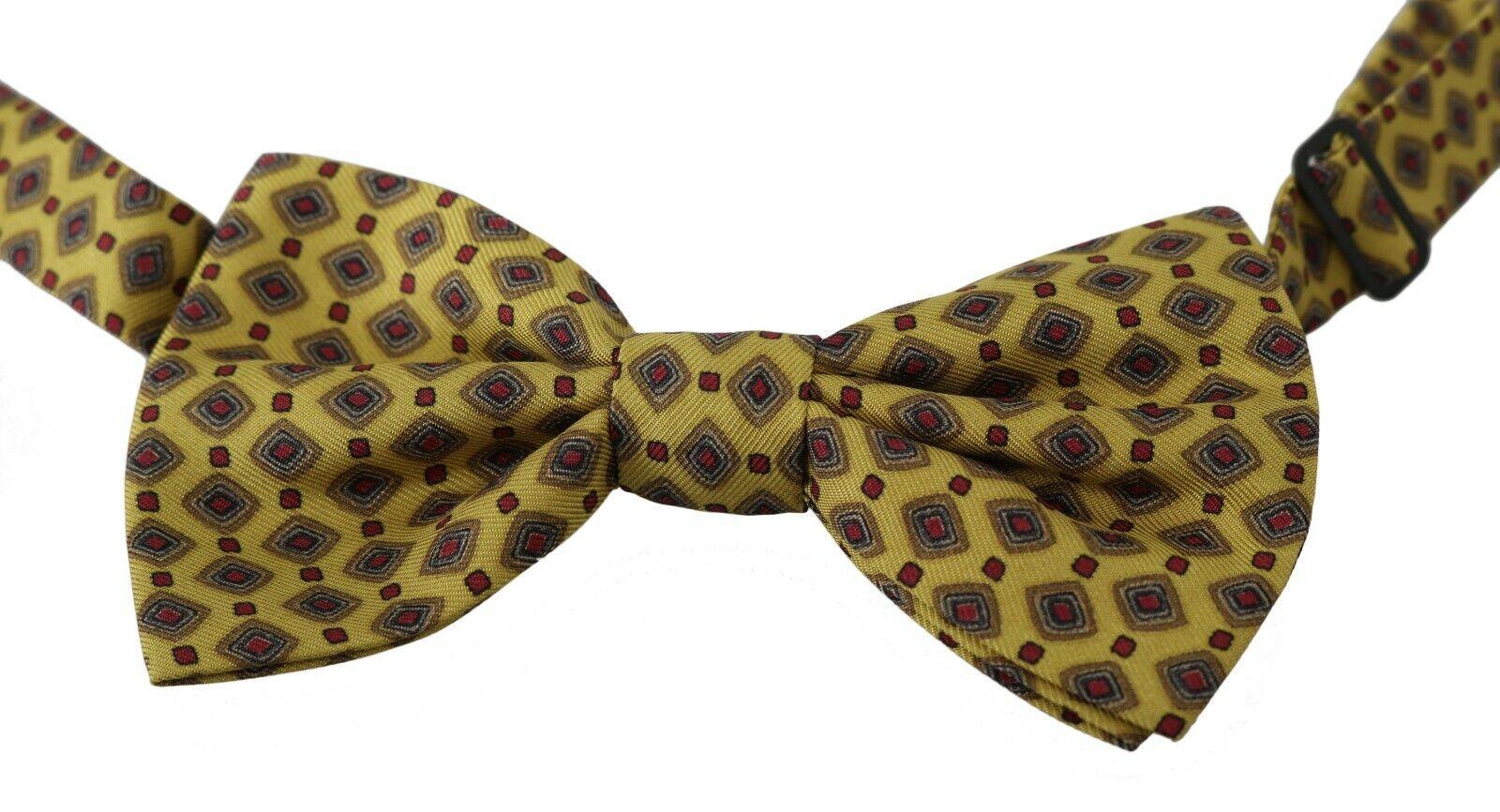 Dolce & Gabbana Yellow Pattern Silk Adjustable Neck Tie - Ellie Belle