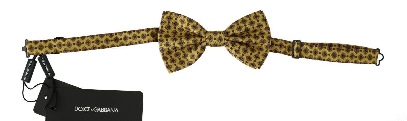 Dolce & Gabbana Yellow Pattern Silk Adjustable Neck Tie - Ellie Belle