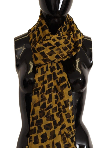 Dolce & Gabbana Yellow Patterned 100% Silk Wrap Shawl Scarf - Ellie Belle