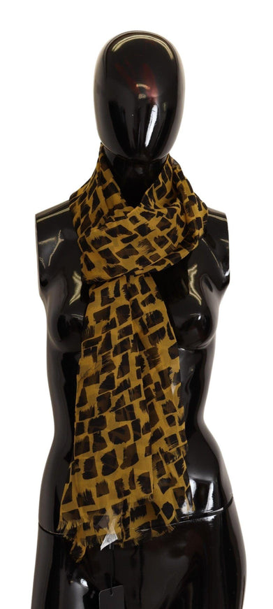 Dolce & Gabbana Yellow Patterned 100% Silk Wrap Shawl Scarf - Ellie Belle