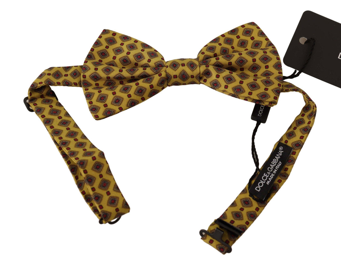 Dolce & Gabbana Yellow Patterned Silk Adjustable Neck Papillon Bow Tie - Ellie Belle