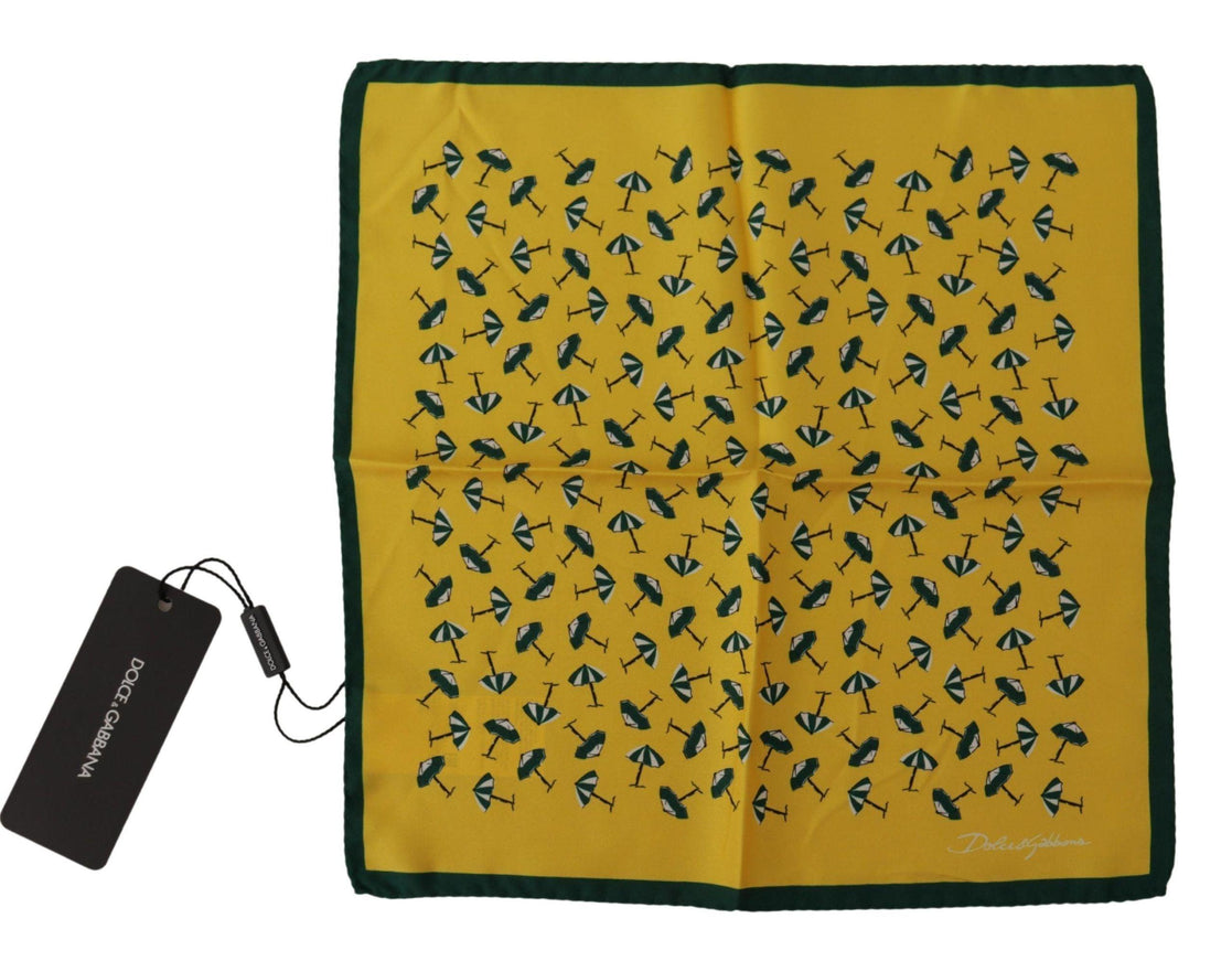 Dolce & Gabbana Yellow Printed DG Logo Square Mens Handkerchief Scarf - Ellie Belle