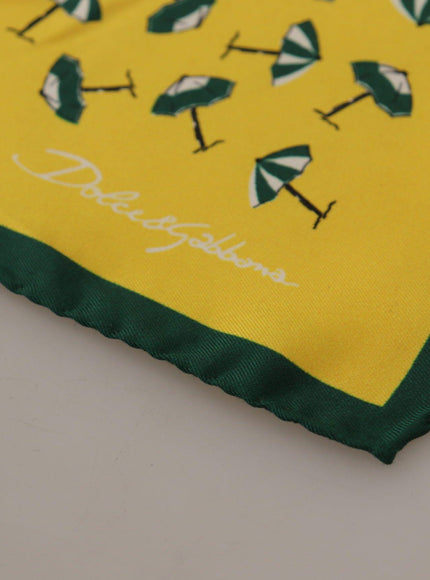Dolce & Gabbana Yellow Printed DG Logo Square Mens Handkerchief Scarf - Ellie Belle