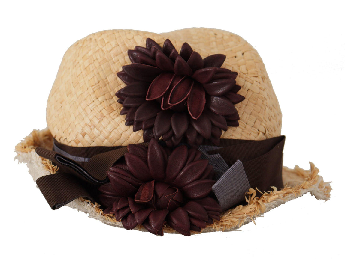 Dolce & Gabbana Yellow Ribbon Floral Embellished Straw Hat - Ellie Belle