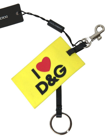 Dolce & Gabbana Yellow Silicone DG Logo Gold Brass Keyring Keychain - Ellie Belle