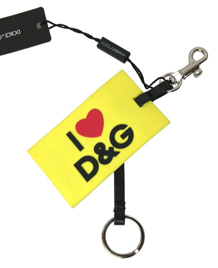 Dolce & Gabbana Yellow Silicone DG Logo Gold Brass Keyring Keychain - Ellie Belle